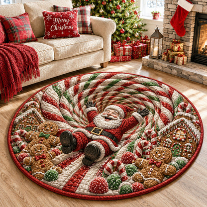 Santa Candy Cane Tunnel Quilted Round Mat GFTOLAN1619