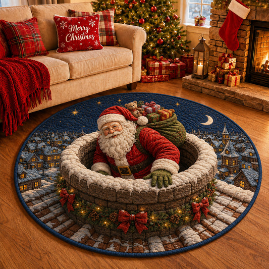 Santa Chimney Escape Quilted Round Mat GFTOLAN1620