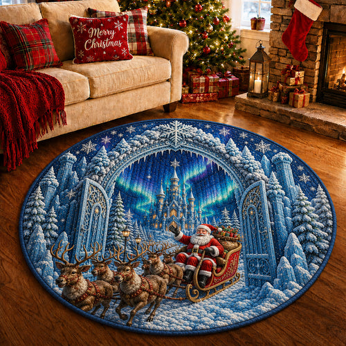 Santa Sleigh Quilted Round Mat GFTOLAN1621