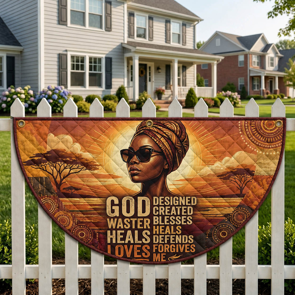 God Heals & Loves Me Fan Flag GFTOLAN200