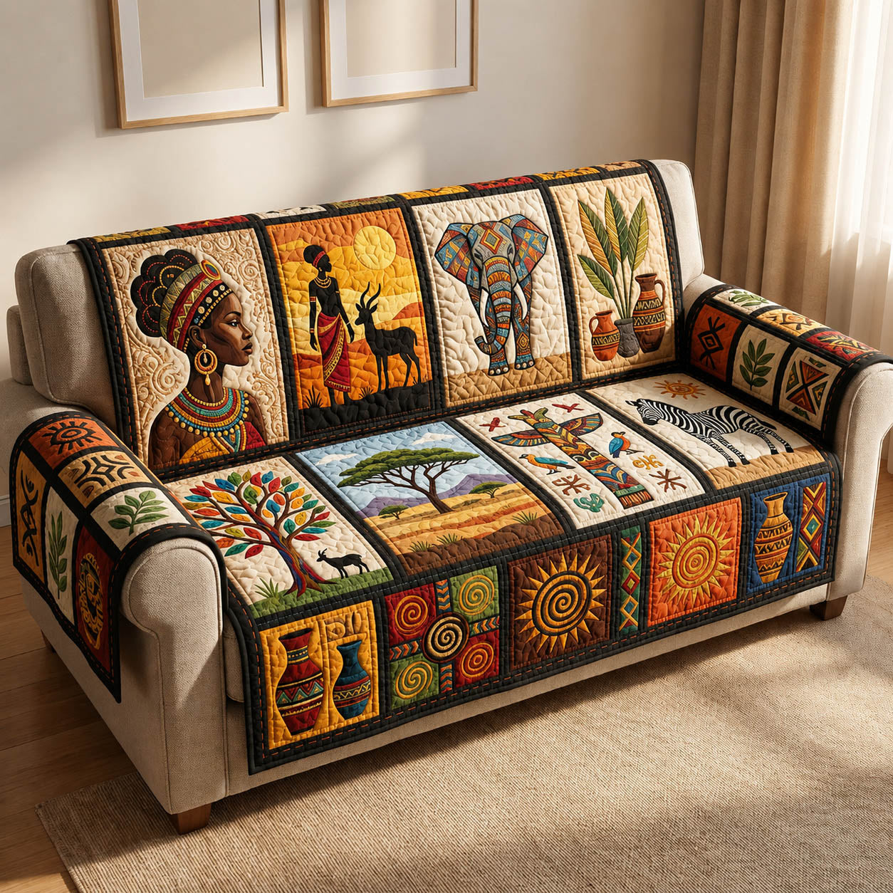 African Soul Quilted Sofa Cover GFTOLAN205