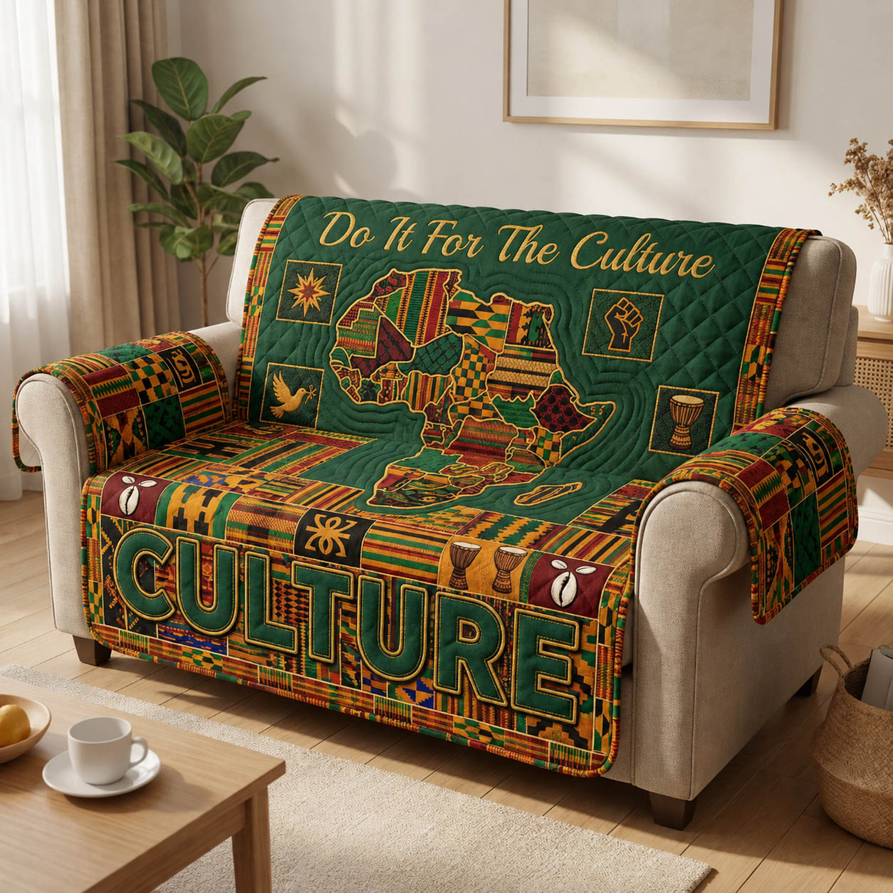 Melanin Queen Quilted Sofa Cover GFTOLAN207