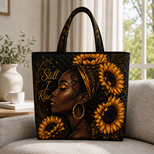 Melanin Queen Sunflower Quilted Tote Bag GFTOLAN229