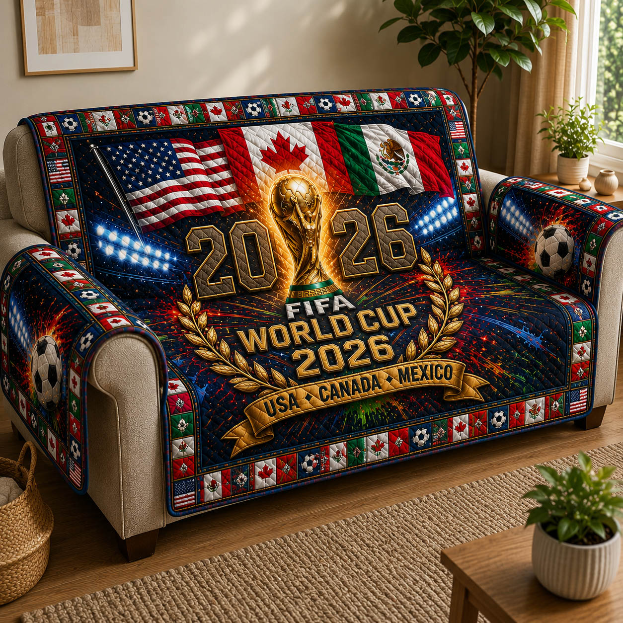 World Cup 2026 Quilted Sofa Cover GFTOLAN235