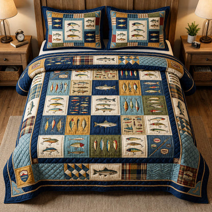 Fishing Lodge 3-Piece Quilted Bedding Set GFTOLAN280