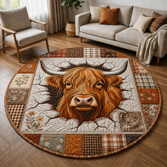 Highland Cow Quilted Round Mat GFTOLAN285
