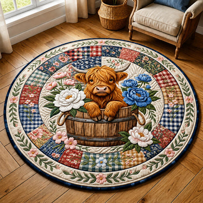 Highland Cow Quilted Round Mat GFTOLAN287