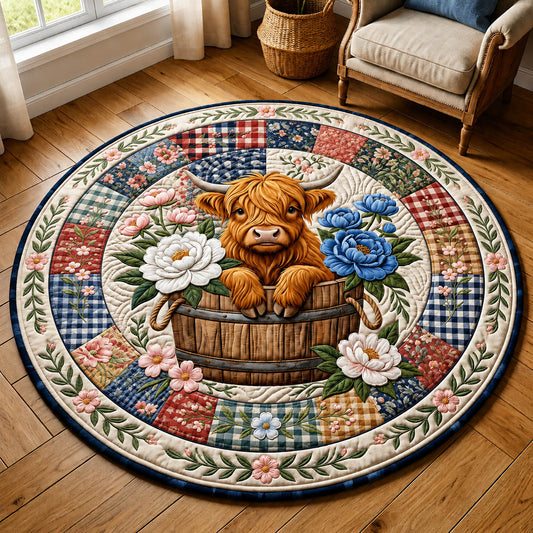 Highland Cow Quilted Round Mat GFTOLAN287