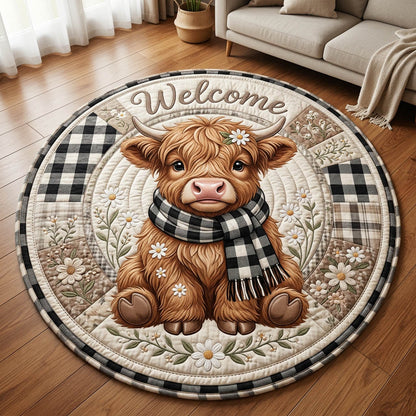 Highland Cow Quilted Round Mat GFTOLAN288