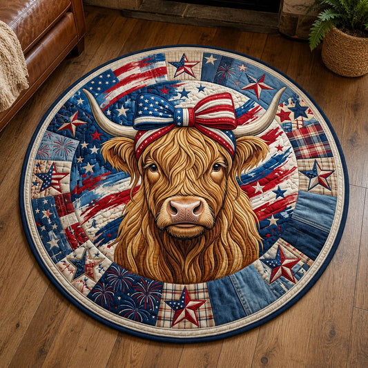 Highland Cow Quilted Round Mat GFTOLAN289