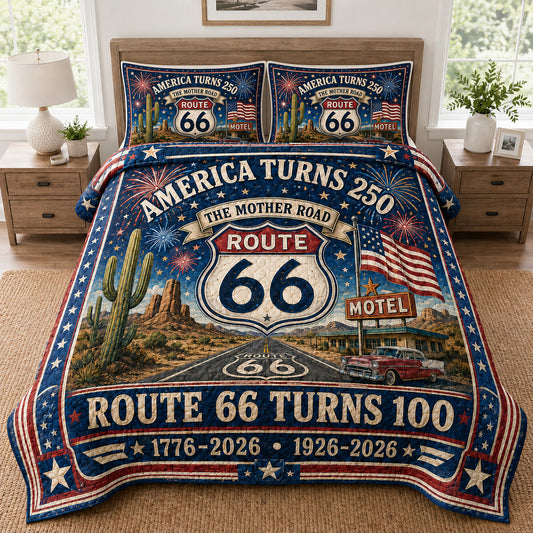 Route 66 Turn 100 3-Piece Quilted Bedding Set GFTOLAN29