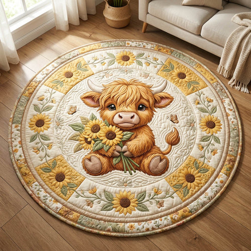 Highland Cow Quilted Round Mat GFTOLAN291