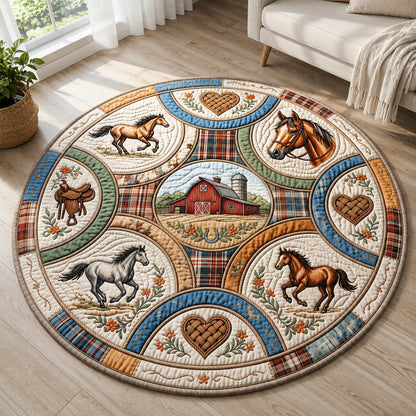 Farmhouse Horse Quilted Round Mat GFTOLAN292
