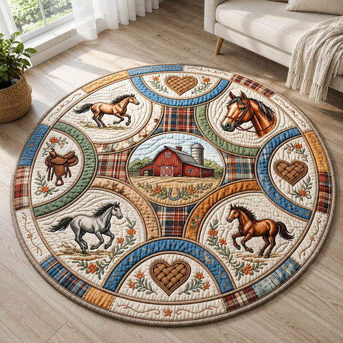 Farmhouse Horse Quilted Round Mat GFTOLAN292