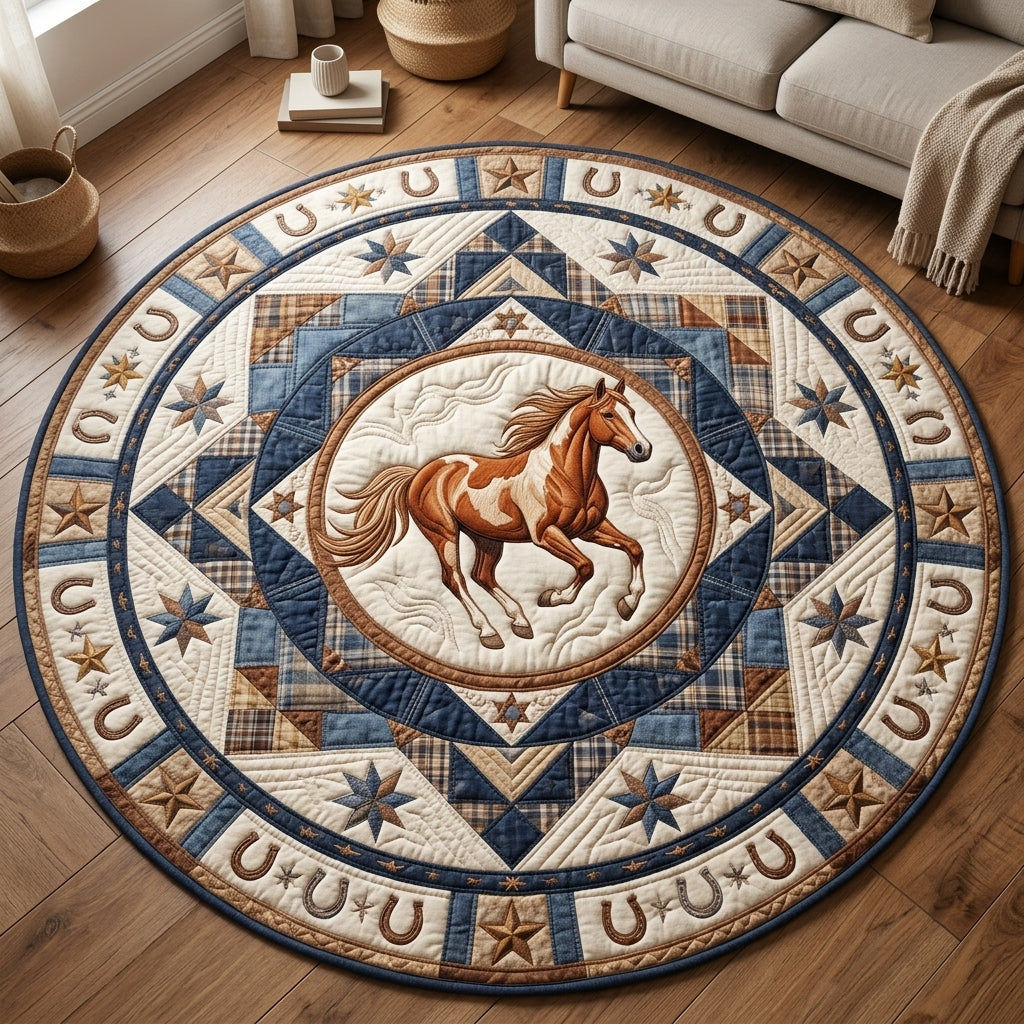 Farmhouse Horse Quilted Round Mat GFTOLAN293