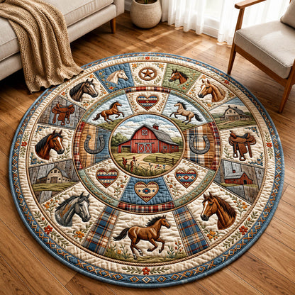 Farmhouse Horse Quilted Round Mat GFTOLAN294