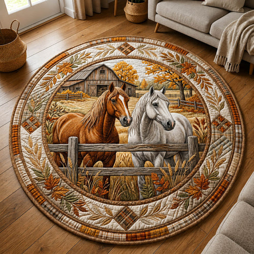 Farmhouse Horse Quilted Round Mat GFTOLAN295