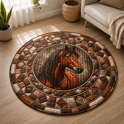 Farmhouse Horse Quilted Round Mat GFTOLAN296