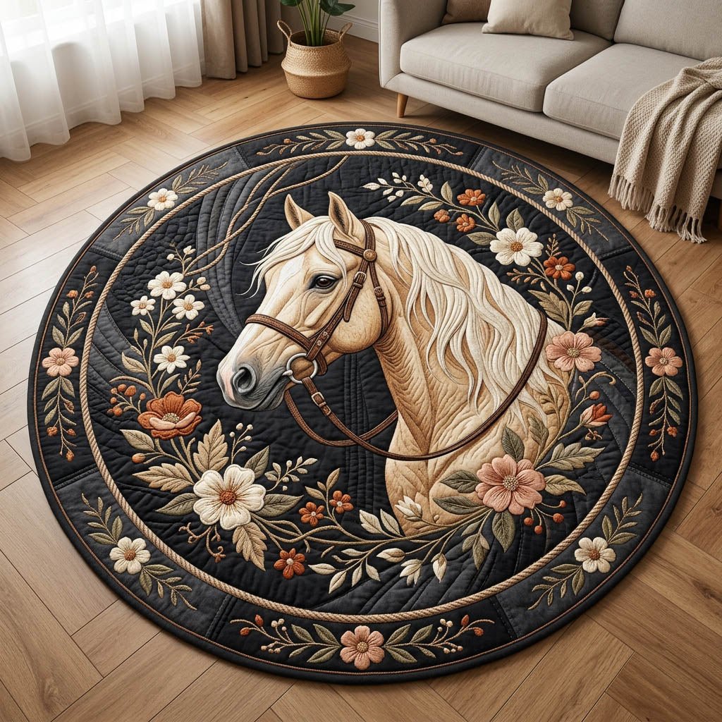 Farmhouse Horse Quilted Round Mat GFTOLAN297