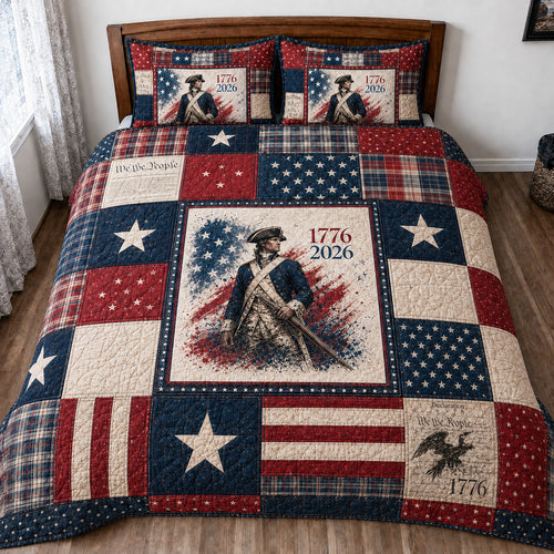 Patriotic Americana 3-Piece Quilted Bedding Set GFTOLAN31