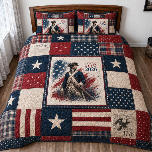 Patriotic Americana 3-Piece Quilted Bedding Set GFTOLAN31