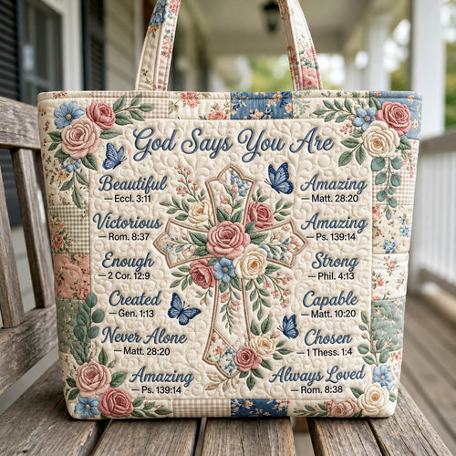 God Says You Are Quilted Tote Bag GFTOLAN351