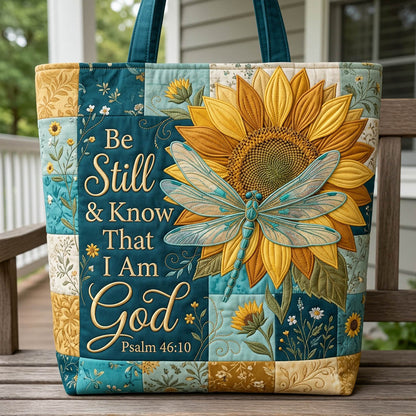 Be Still Sunflower Quilted Tote Bag GFTOLAN354