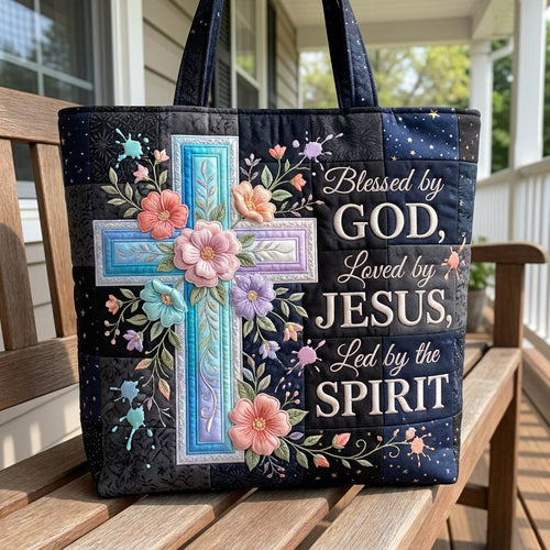 Blessed By God Quilted Tote Bag GFTOLAN355