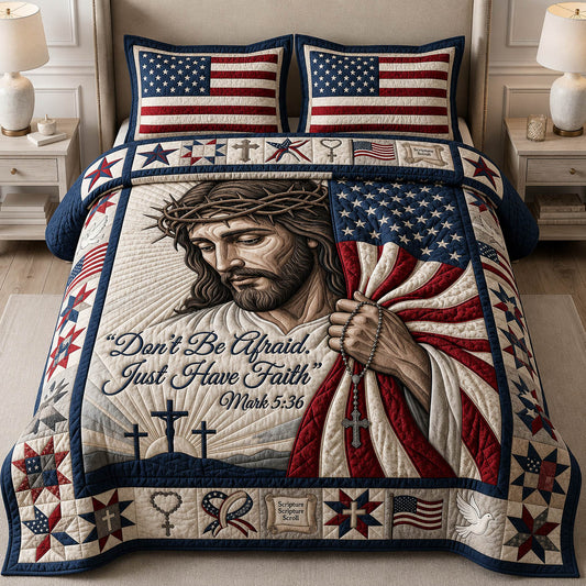 God America Flag 3-Piece Quilted Bedding Set GFTOLAN360
