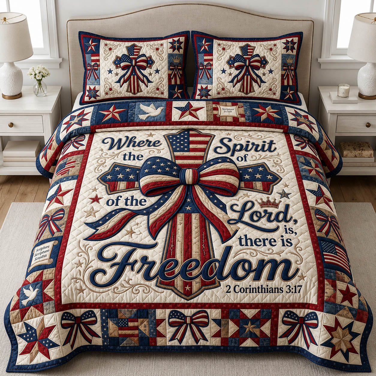 Faith Cross 3-Piece Quilted Bedding Set GFTOLAN361