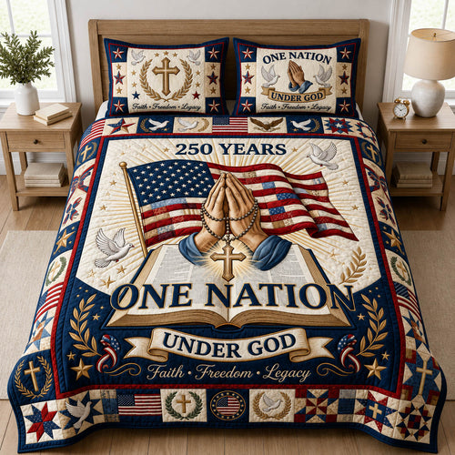 One Nation Under God 3-Piece Quilted Bedding Set GFTOLAN362