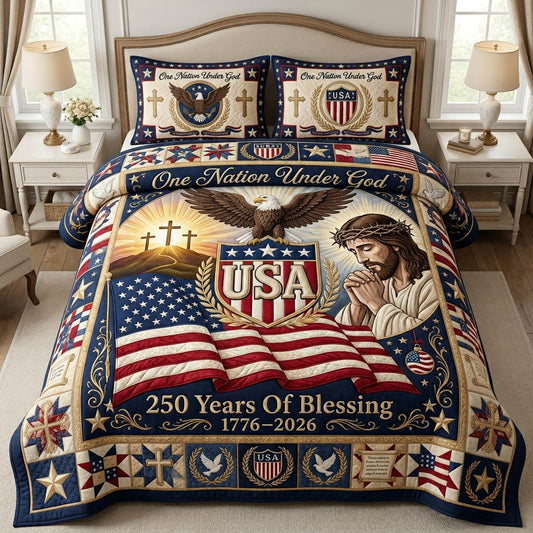 Christian Patriotic 3-Piece Quilted Bedding Set GFTOLAN364