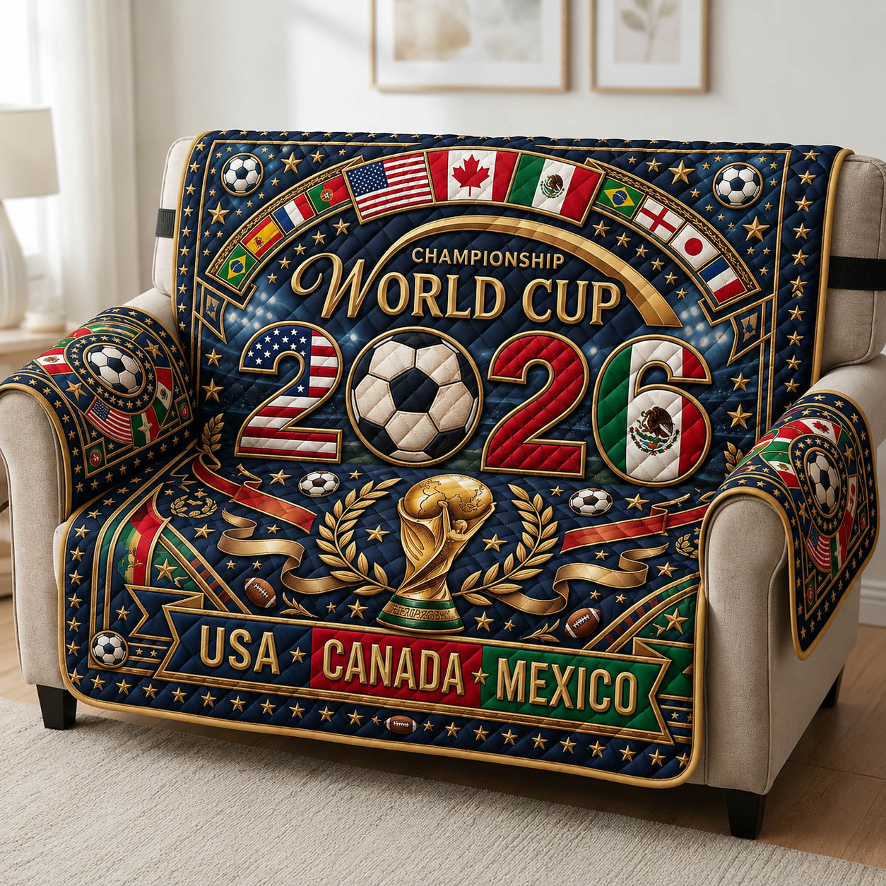 World Cup 2026 Quilted Sofa Cover GFTOLAN372