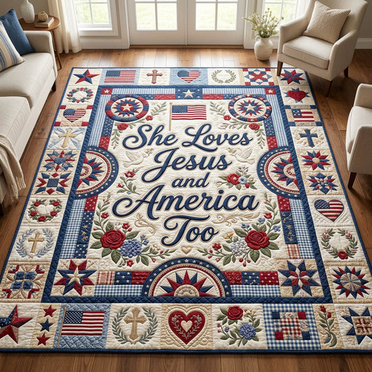 She Loves Jesus And America Area Rug GFTOLAN384