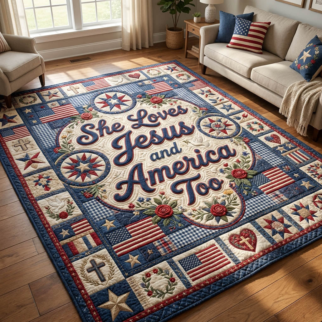 She Loves Jesus And America Area Rug GFTOLAN385