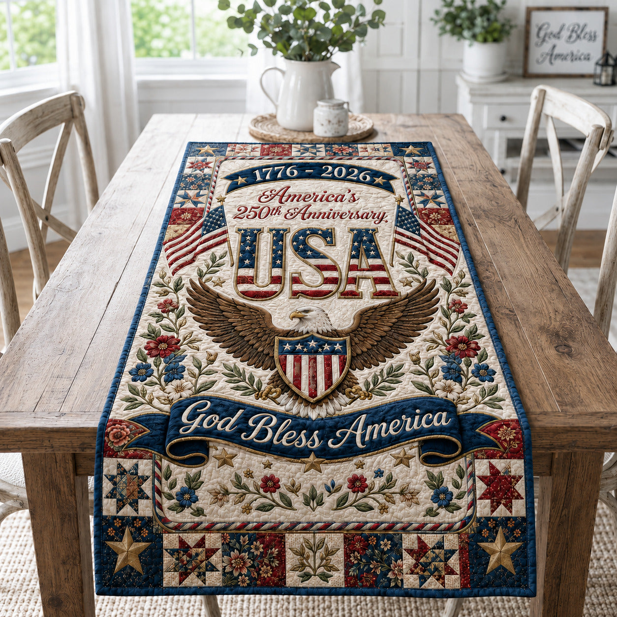 Blessed Eagle Quilted Table Runner GFTOLAN40