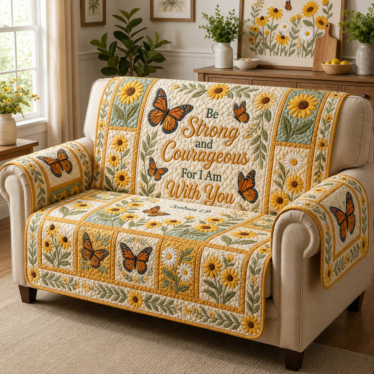 Joshua 19 Bible Verse Quilted Sofa Cover GFTOLAN469