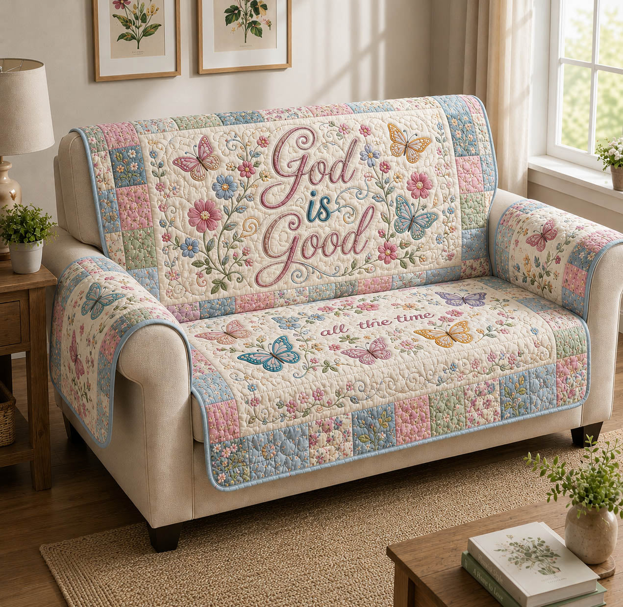 God Is Good All The Time Quilted Sofa Cover GFTOLAN473