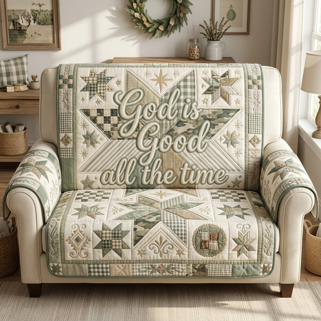 God Is Good All The Time Quilted Sofa Cover GFTOLAN474