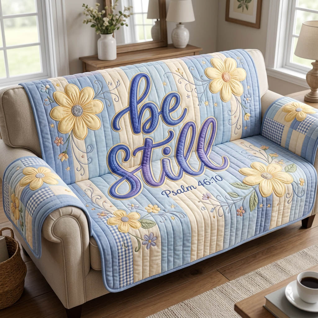 Be Still Stripped Quilted Sofa Cover GFTOLAN479