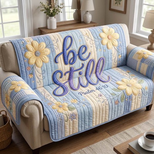 Be Still Stripped Quilted Sofa Cover GFTOLAN479