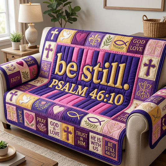 Be Still Stripped Quilted Sofa Cover GFTOLAN480