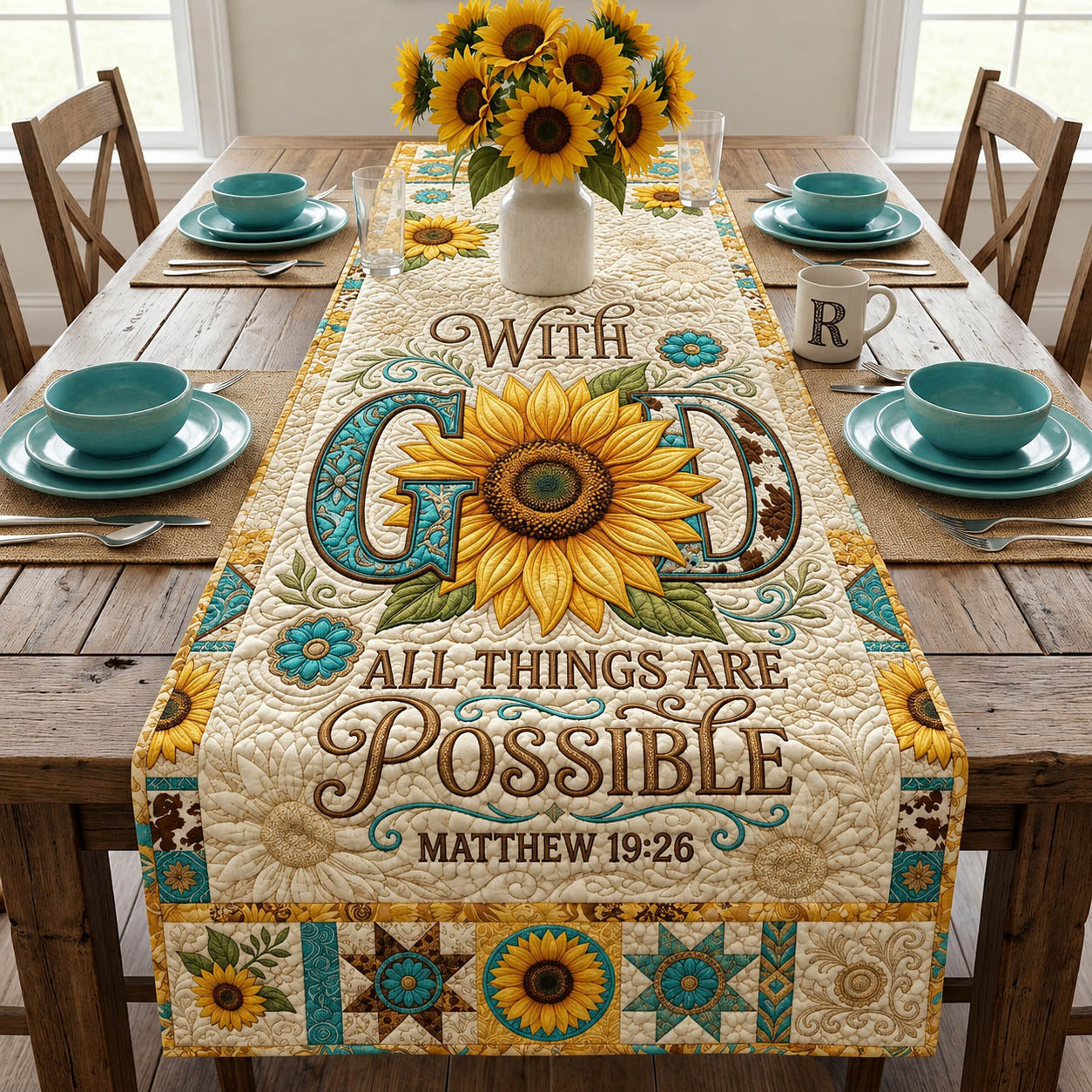 Faithful Bible Verse Quilted Table Runner GFTOLAN530
