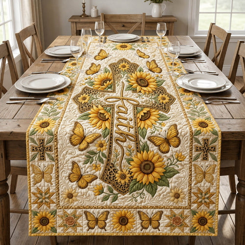 Faith Sunflower Quilted Table Runner GFTOLAN532