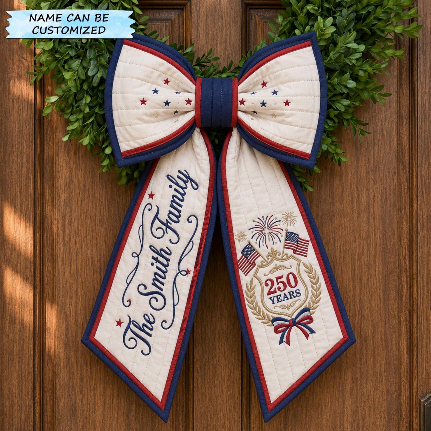 Patriotic America 250 Quilted Wreath Sash QTCUZ GFTOLAN592