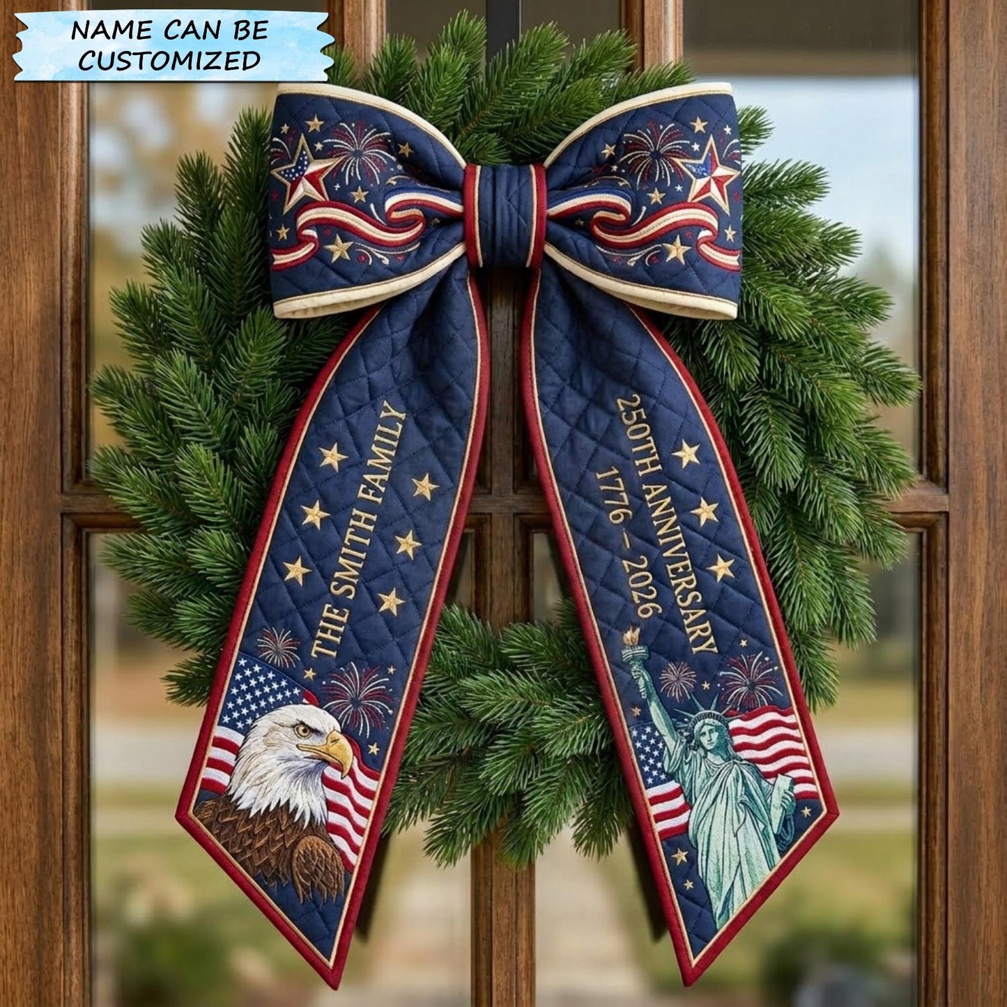 Patriotic America 250 Quilted Wreath Sash QTCUZ GFTOLAN594
