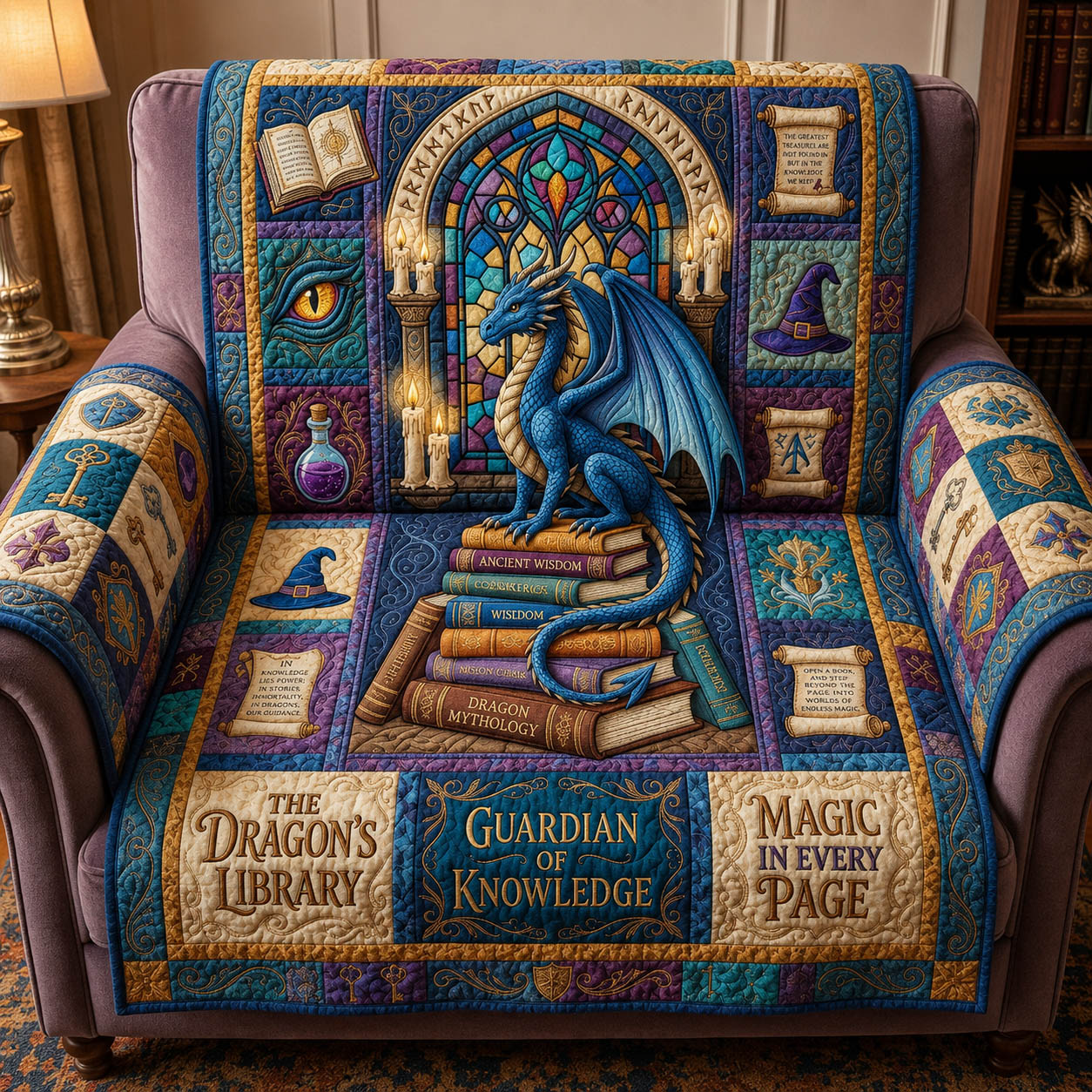 Fantasy Dragon Quilted Sofa Cover GFTOLAN645