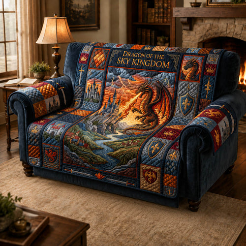 Medieval Dragon Castle Quilted Sofa Cover GFTOLAN650