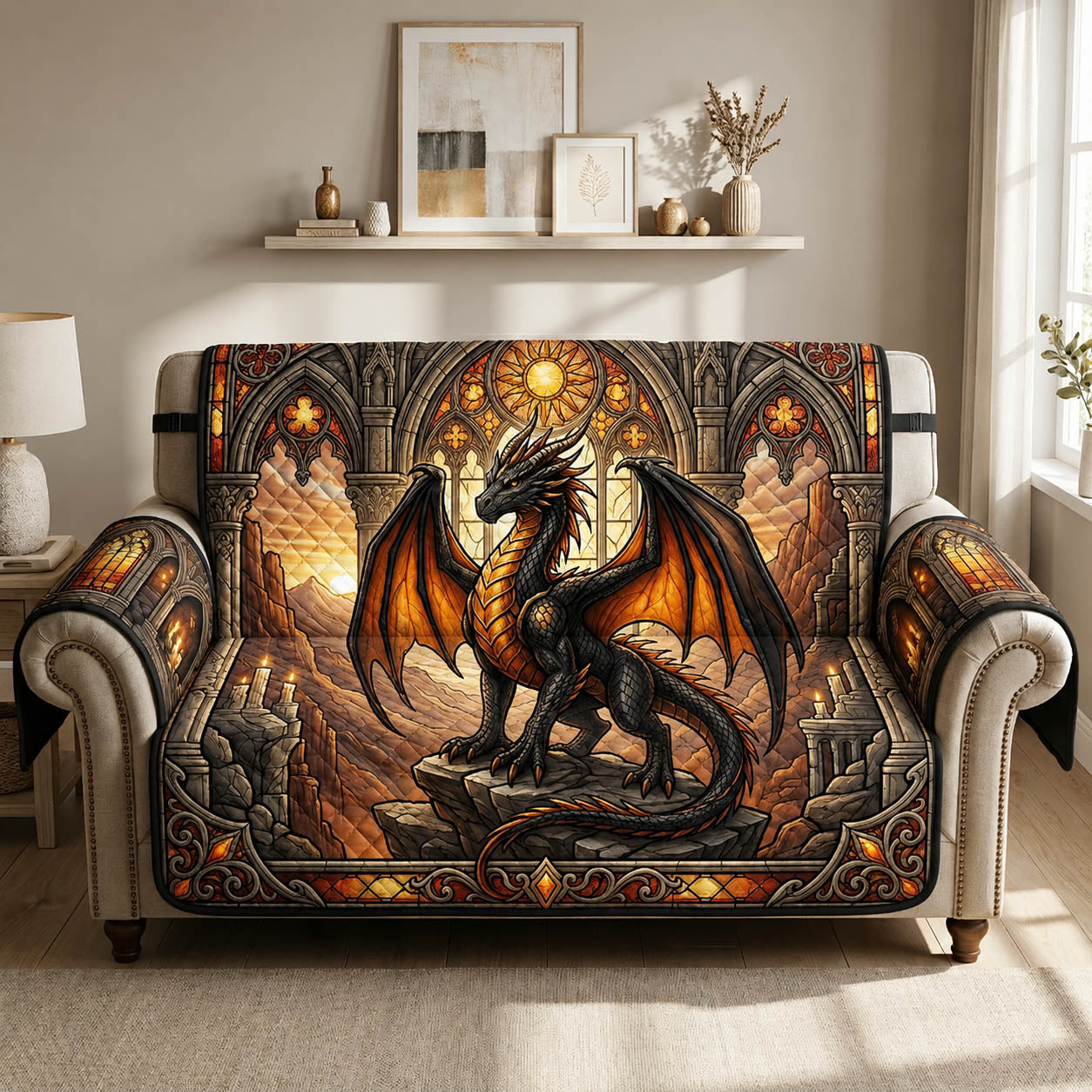 Mythic Dragon Quilted Sofa Cover GFTOLAN656