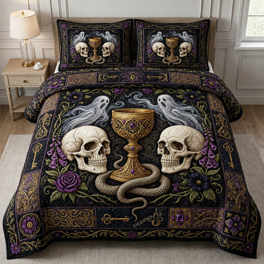 Gothic Skull Chalice 3-Piece Quilted Bedding Set GFTOLAN657